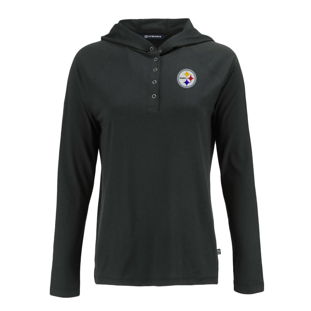 Pittsburgh Steelers Cutter & Buck Women's Coastline Epic Comfort Eco Recycled Raglan Pullover Hoodie Black