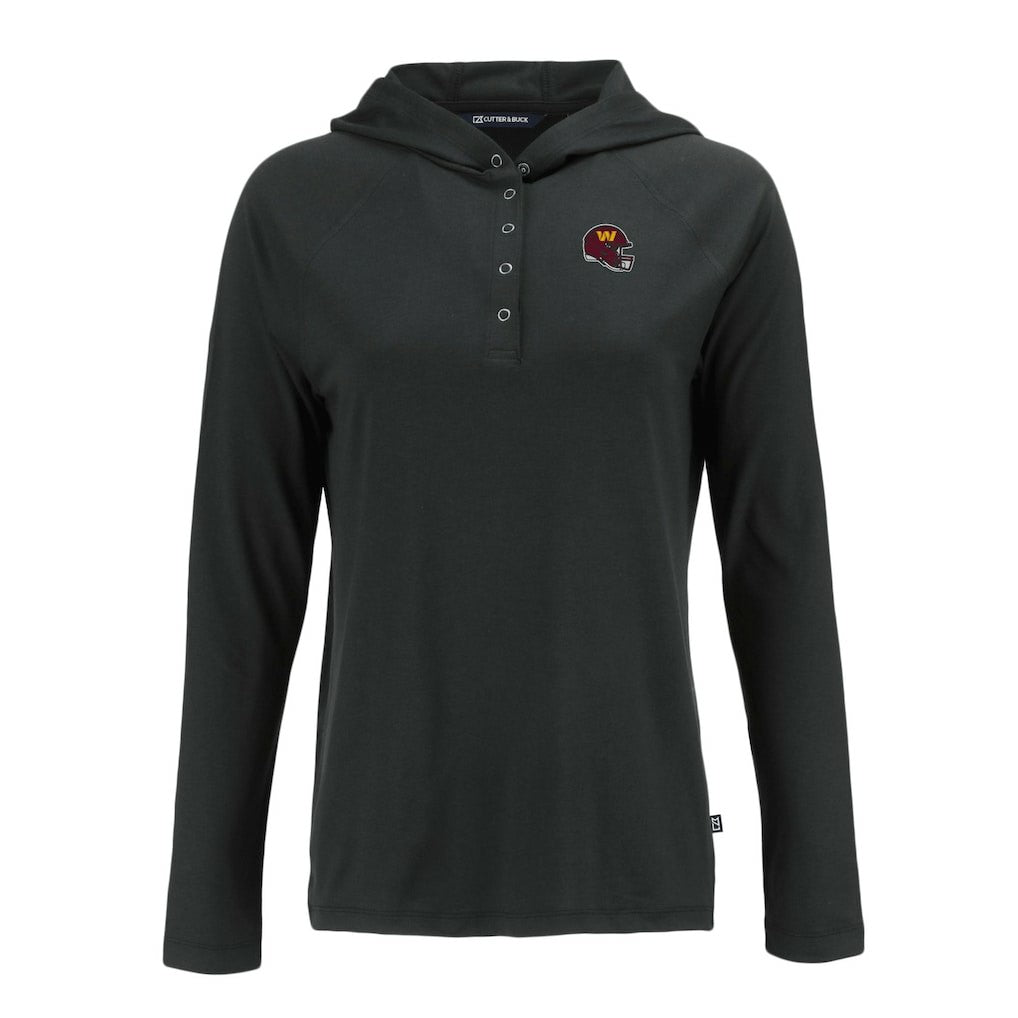 Washington Commanders Cutter & Buck Women's Coastline Epic Comfort Eco Recycled Raglan Pullover Hoodie Black