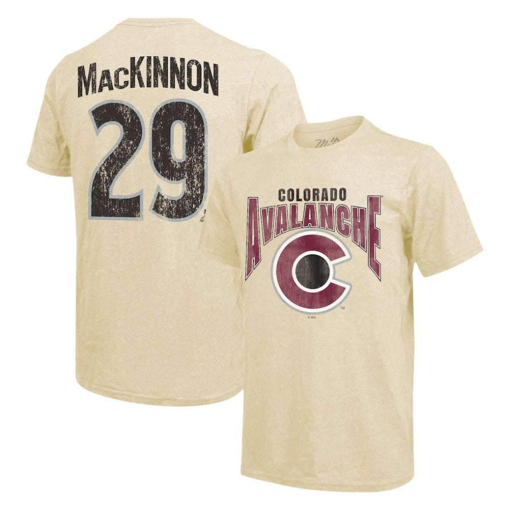Nathan MacKinnon Colorado Avalanche Majestic Threads Dynasty Name & Number Tri-Blend T-Shirt - Cream - NHL 201556940