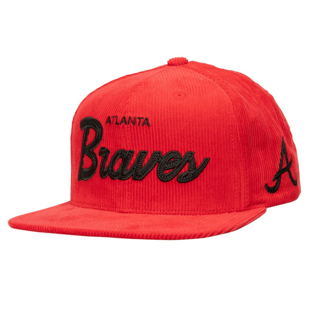 Mitchell & Ness  Atlanta Braves Male Adult Corduroy Snapback Hat - Red - Mitchell & Ness Discount