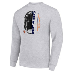 Chicago Bears Starter Half Helmet Team Graphic Tri-Blend Fleece Pullover Sweatshirt Heather Gray