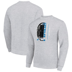 Detroit Lions Starter Half Helmet Team Graphic Tri-Blend Fleece Pullover Sweatshirt Heather Gray