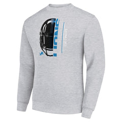 Detroit Lions Starter Half Helmet Team Graphic Tri-Blend Fleece Pullover Sweatshirt Heather Gray