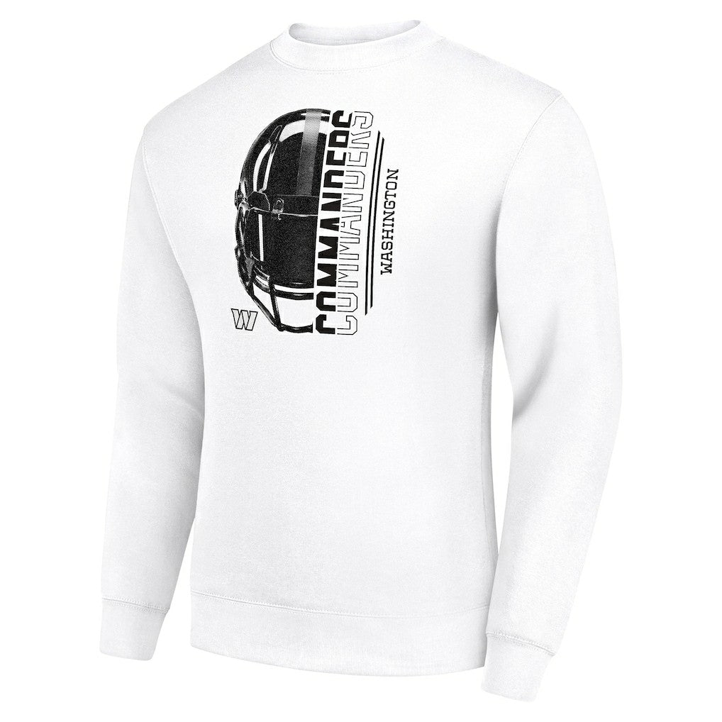 Washington Commanders Starter Half Helmet Team Graphic Tri-Blend Fleece Pullover Sweatshirt White