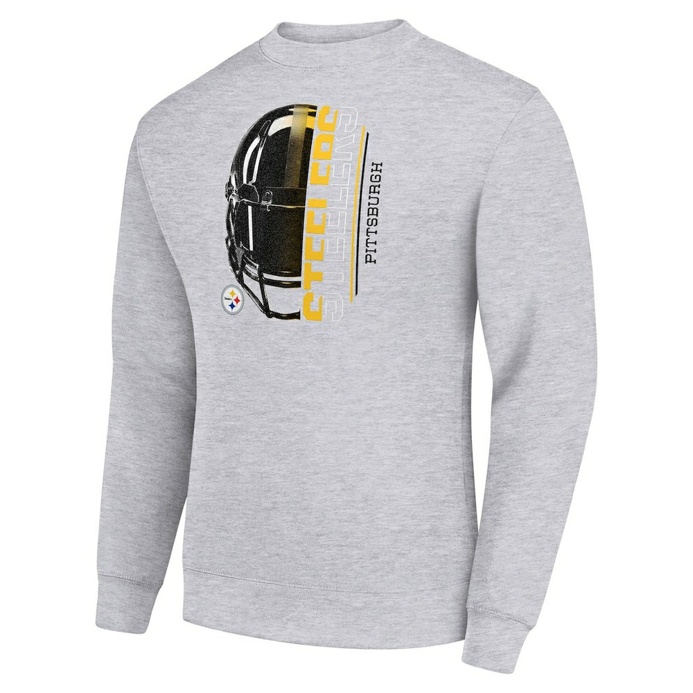 Pittsburgh Steelers Starter Half Helmet Team Graphic Tri-Blend Fleece Pullover Sweatshirt Heather Gray
