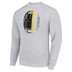 Pittsburgh Steelers Starter Half Helmet Team Graphic Tri-Blend Fleece Pullover Sweatshirt Heather Gray