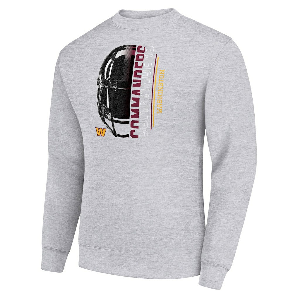 Washington Commanders Starter Half Helmet Team Graphic Tri-Blend Fleece Pullover Sweatshirt Heather Gray