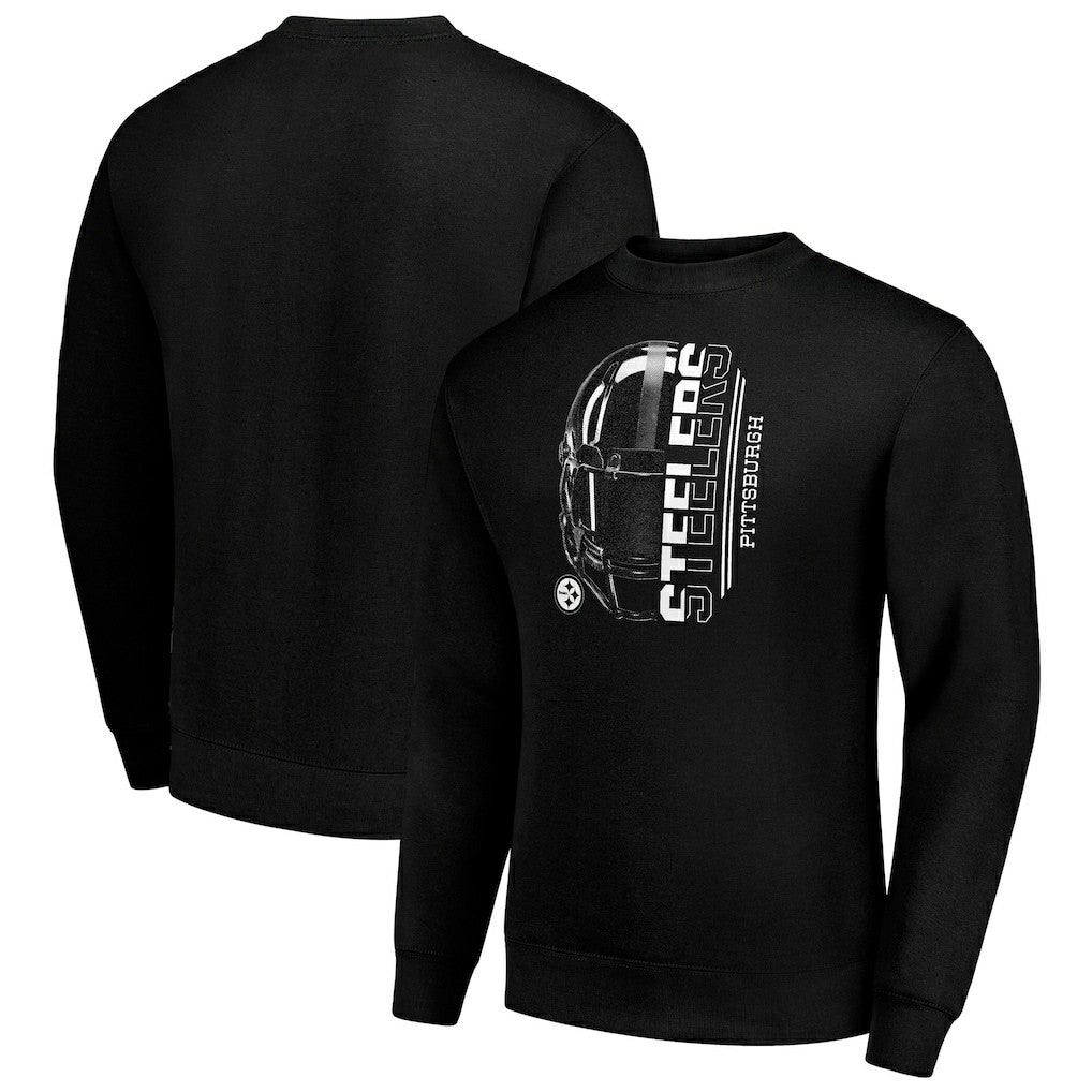 Pittsburgh Steelers Starter Half Helmet Team Graphic Tri-Blend Fleece Pullover Sweatshirt Black