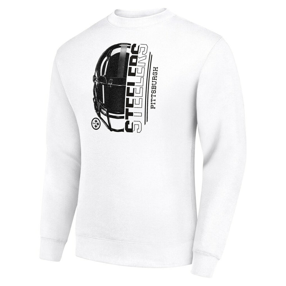 Pittsburgh Steelers Starter Half Helmet Team Graphic Tri-Blend Fleece Pullover Sweatshirt White
