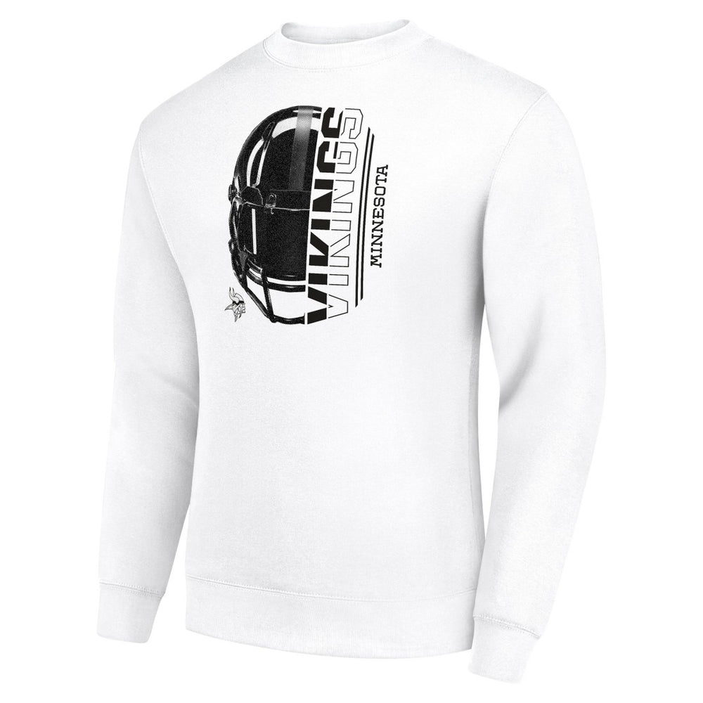 Minnesota Vikings Starter Half Helmet Team Graphic Tri-Blend Fleece Pullover Sweatshirt White
