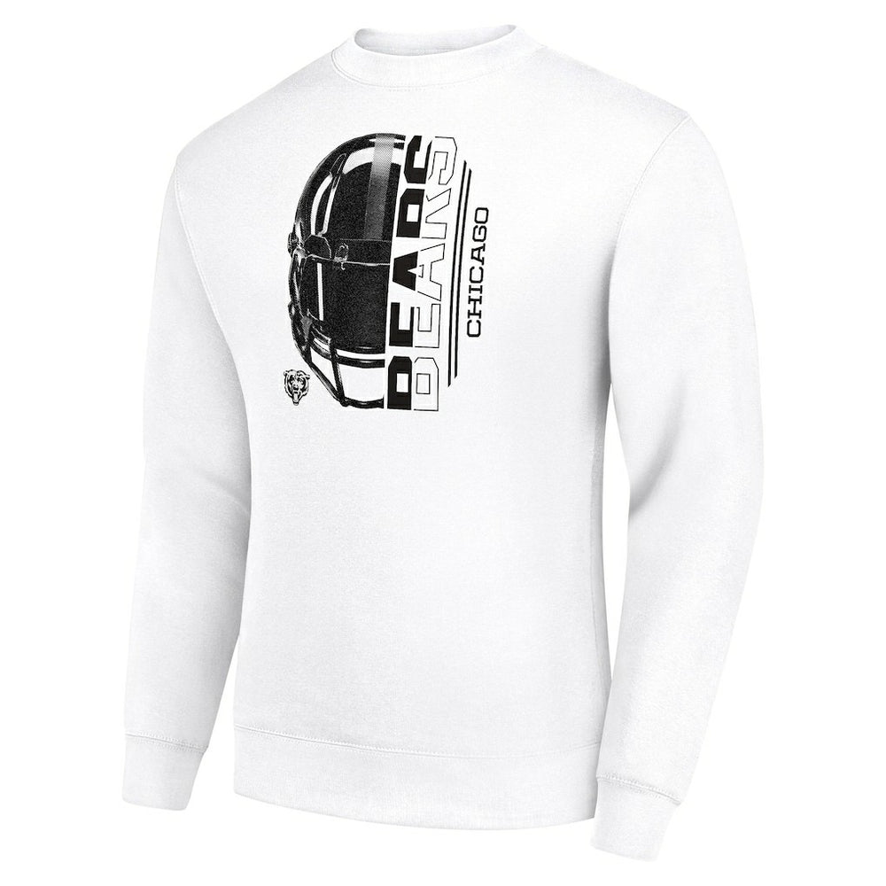 Chicago Bears Starter Half Helmet Team Graphic Tri-Blend Fleece Pullover Sweatshirt White