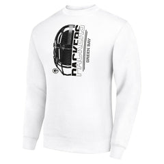Green Bay Packers Starter Half Helmet Team Graphic Tri-Blend Fleece Pullover Sweatshirt White