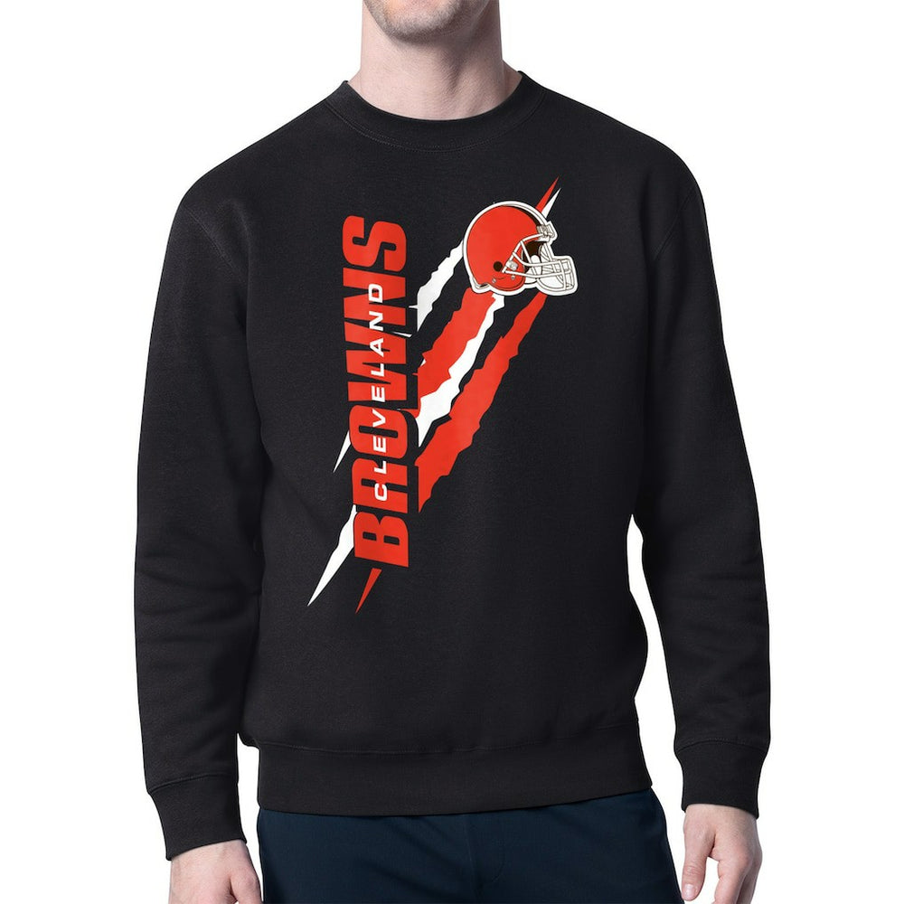 Cleveland Browns Starter Color Scratch Team Graphic Fleece Pullover Sweatshirt Black