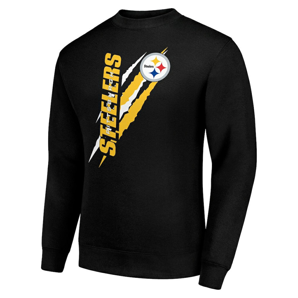 Pittsburgh Steelers Starter Color Scratch Team Graphic Fleece Pullover Sweatshirt Black