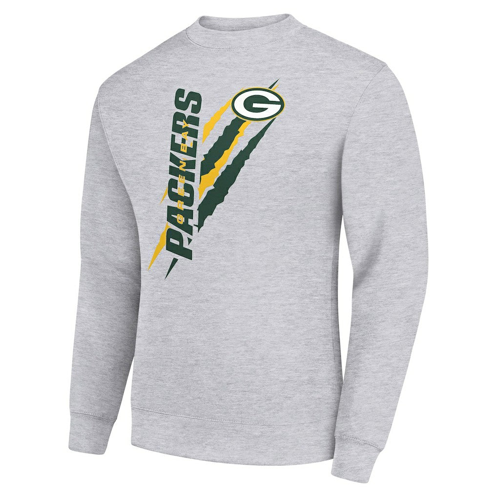 Green Bay Packers Starter Color Scratch Team Graphic Fleece Pullover Sweatshirt Heather Gray