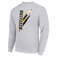 Pittsburgh Steelers Starter Color Scratch Team Graphic Fleece Pullover Sweatshirt Heather Gray