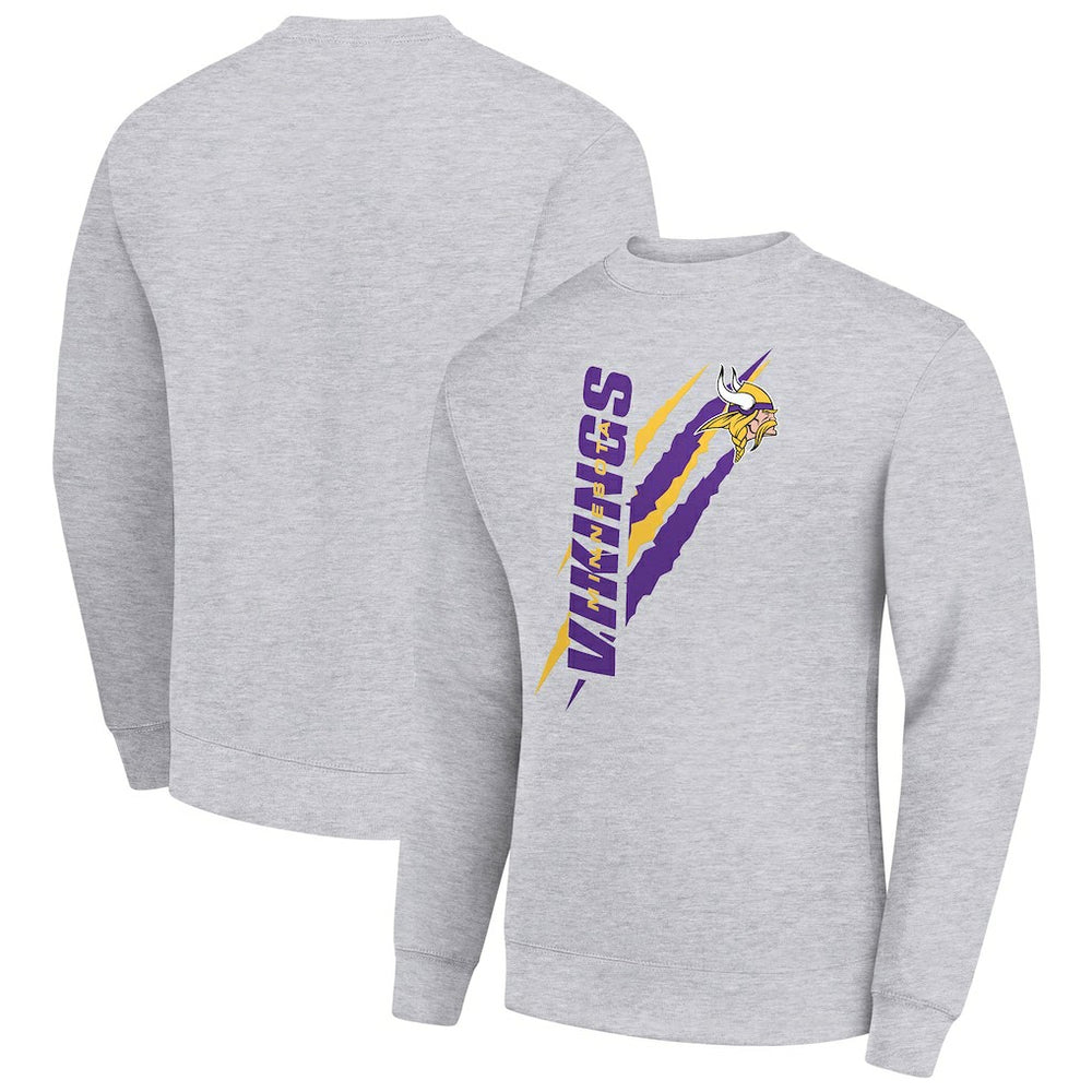 Minnesota Vikings Starter Color Scratch Team Graphic Fleece Pullover Sweatshirt Heather Gray