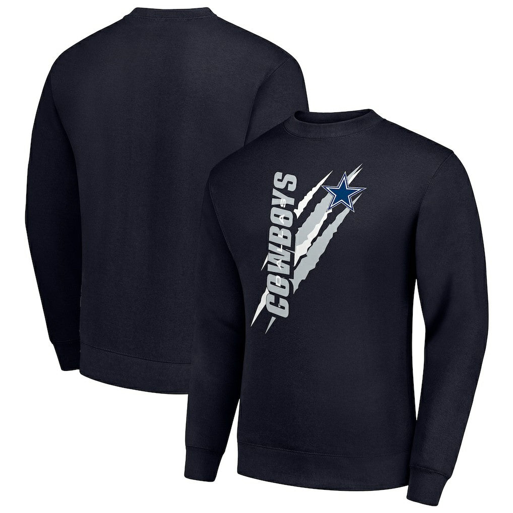 Dallas Cowboys Starter Color Scratch Team Graphic Fleece Pullover Sweatshirt Navy