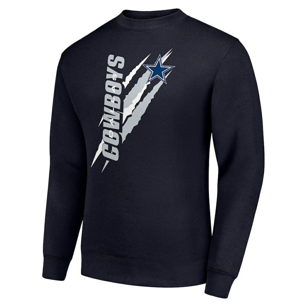 Dallas Cowboys Starter Color Scratch Team Graphic Fleece Pullover Sweatshirt Navy
