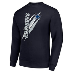 Dallas Cowboys Starter Color Scratch Team Graphic Fleece Pullover Sweatshirt Navy
