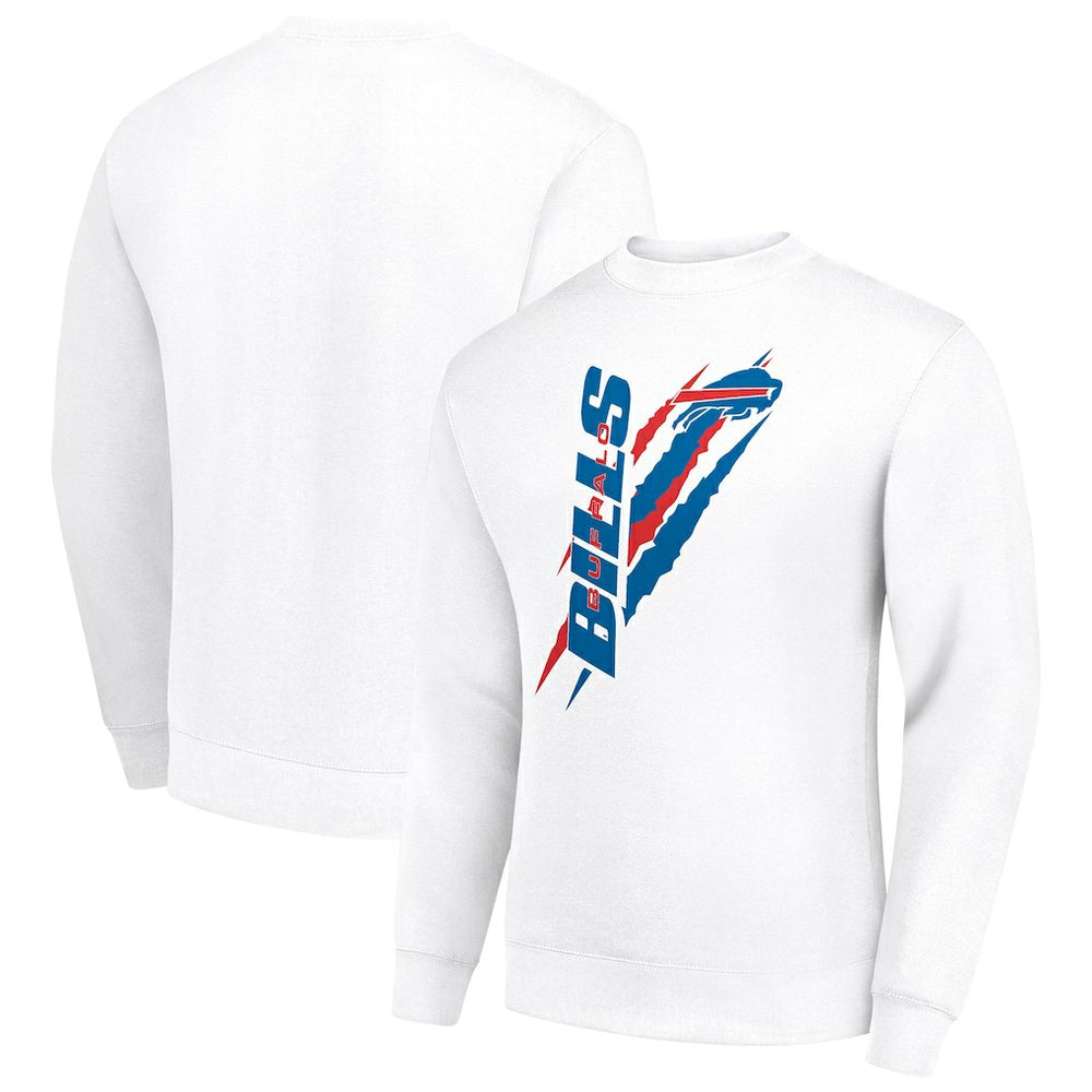 Buffalo Bills Starter Color Scratch Team Graphic Fleece Pullover Sweatshirt White