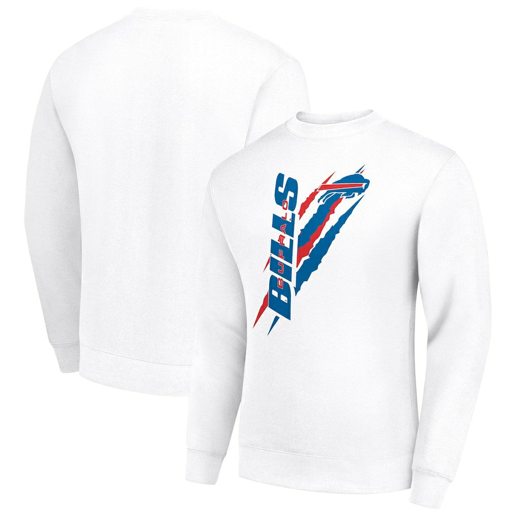 Buffalo Bills Starter Color Scratch Team Graphic Fleece Pullover Sweatshirt White