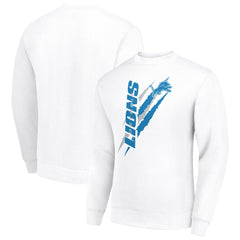 Detroit Lions Starter Color Scratch Team Graphic Fleece Pullover Sweatshirt White