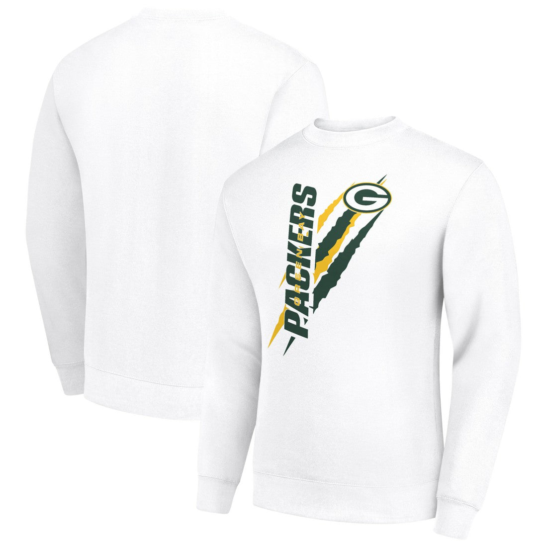Green Bay Packers Starter Color Scratch Team Graphic Fleece Pullover Sweatshirt White