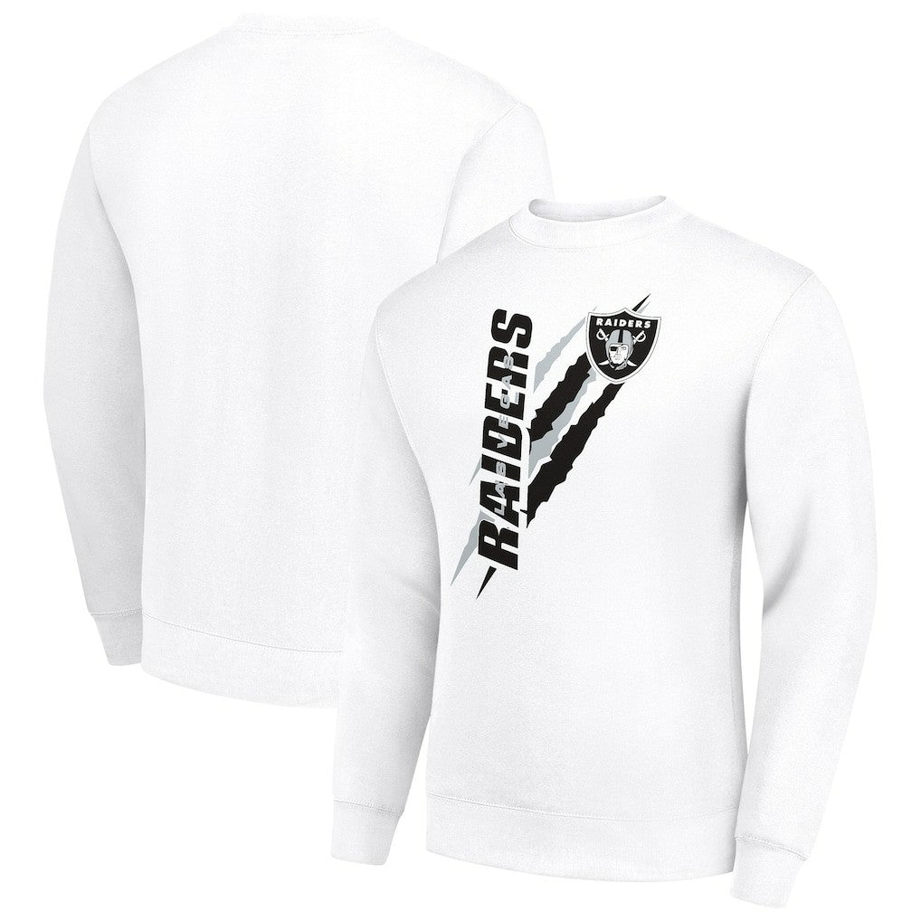 Las Vegas Raiders Starter Color Scratch Team Graphic Fleece Pullover Sweatshirt White