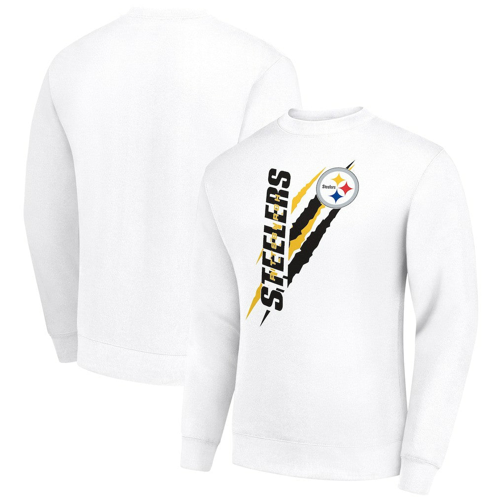Pittsburgh Steelers Starter Color Scratch Team Graphic Fleece Pullover Sweatshirt White