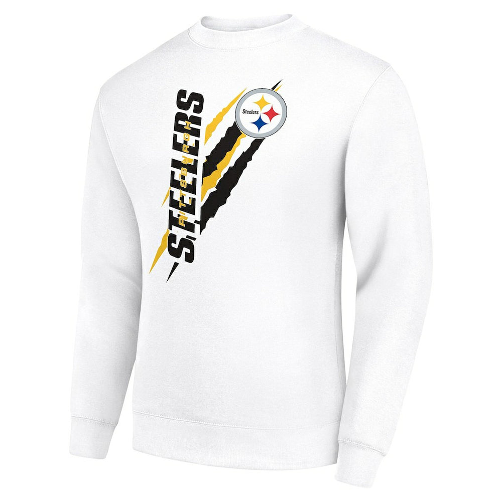 Pittsburgh Steelers Starter Color Scratch Team Graphic Fleece Pullover Sweatshirt White