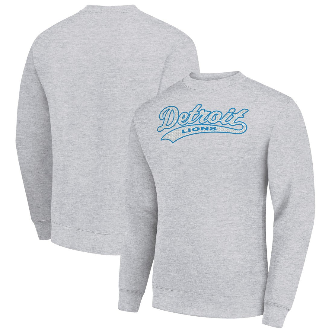 Detroit Lions Starter Tailsweep Team Graphic Tri-Blend Fleece Pullover Sweatshirt Heather Gray