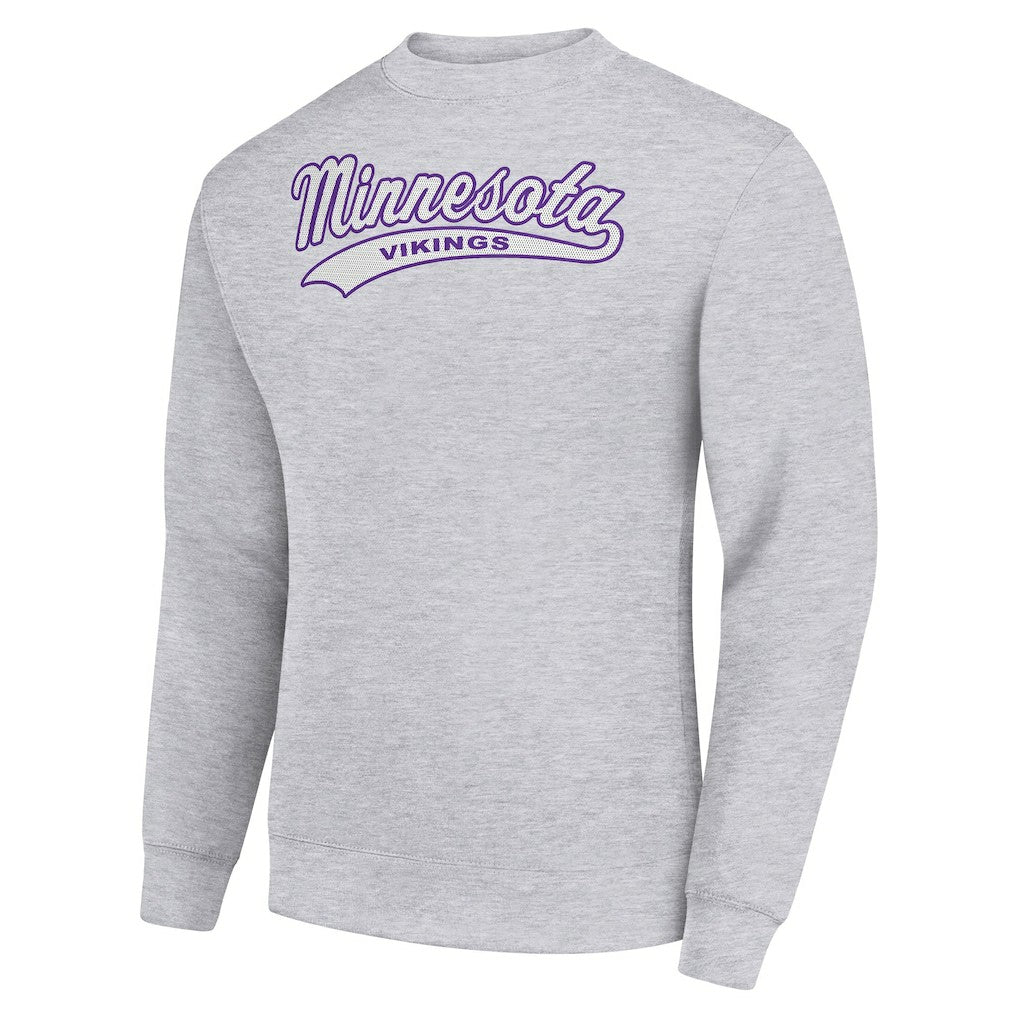 Minnesota Vikings Starter Tailsweep Team Graphic Tri-Blend Fleece Pullover Sweatshirt Heather Gray