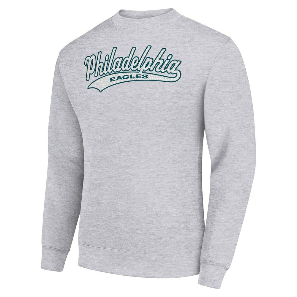 Philadelphia Eagles Starter Tailsweep Team Graphic Tri-Blend Fleece Pullover Sweatshirt Heather Gray