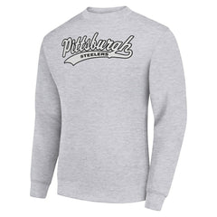 Pittsburgh Steelers Starter Tailsweep Team Graphic Tri-Blend Fleece Pullover Sweatshirt Heather Gray