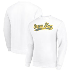 Green Bay Packers Starter Tailsweep Team Graphic Tri-Blend Fleece Pullover Sweatshirt White