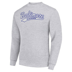 Baltimore Ravens Starter Tailsweep Team Graphic Tri-Blend Fleece Pullover Sweatshirt Heather Gray
