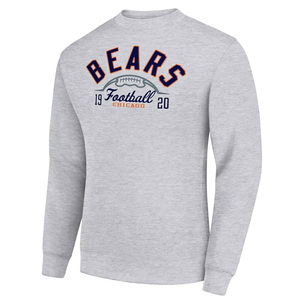 Chicago Bears Starter Half Ball Team Graphic Tri-Blend Fleece Pullover Sweatshirt Heather Gray