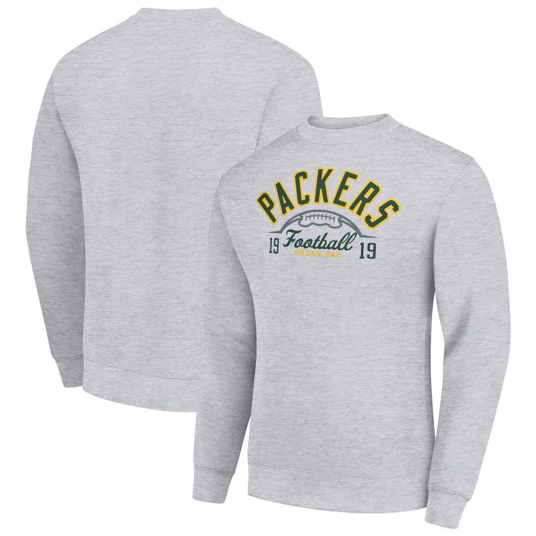 Green Bay Packers Starter Half Ball Team Graphic Tri-Blend Fleece Pullover Sweatshirt Heather Gray