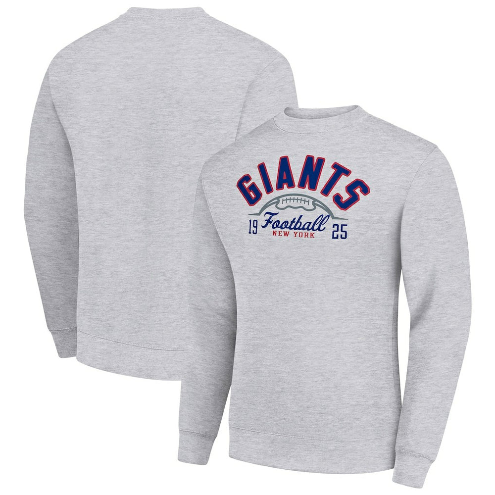 New York Giants Starter Half Ball Team Graphic Tri-Blend Fleece Pullover Sweatshirt Heather Gray