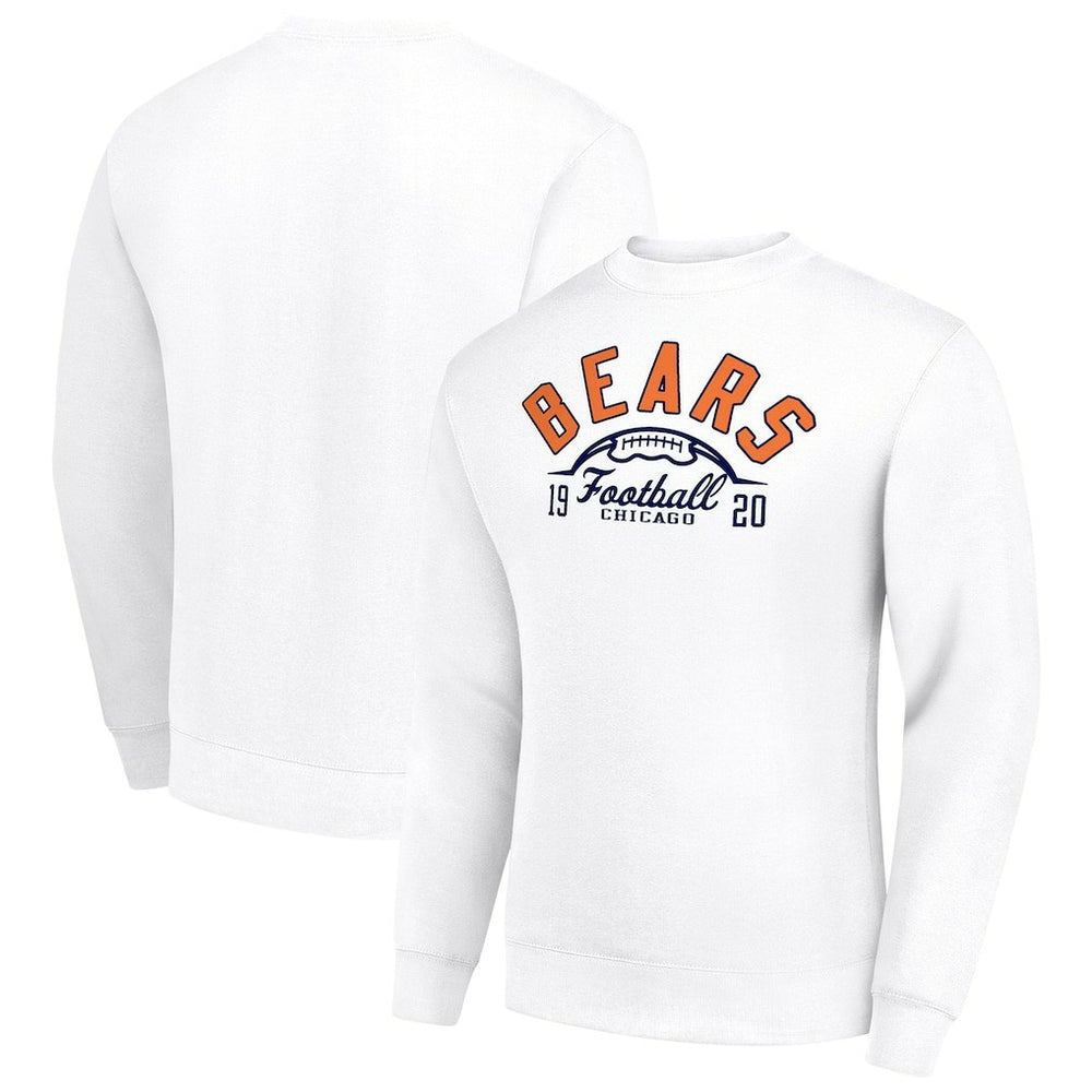 Chicago Bears Starter Half Ball Team Graphic Tri-Blend Fleece Pullover Sweatshirt White