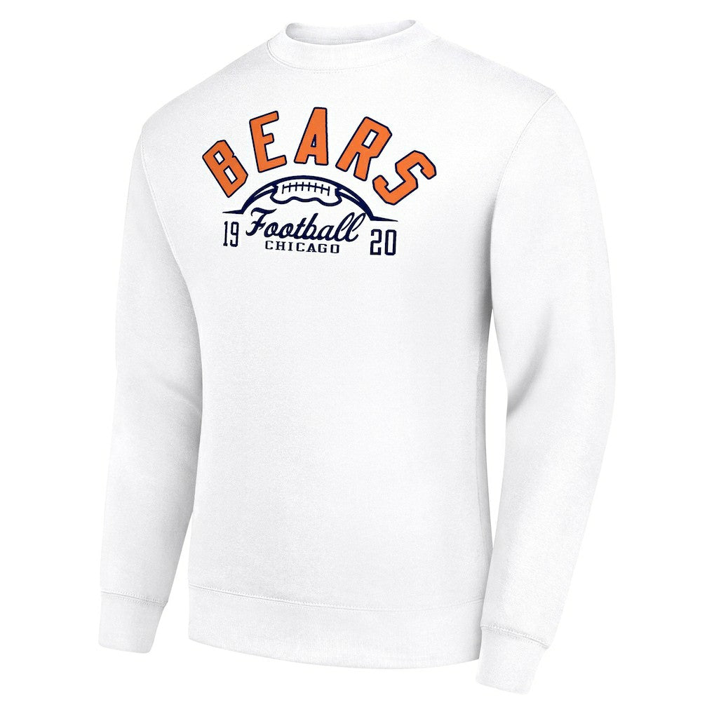 Chicago Bears Starter Half Ball Team Graphic Tri-Blend Fleece Pullover Sweatshirt White