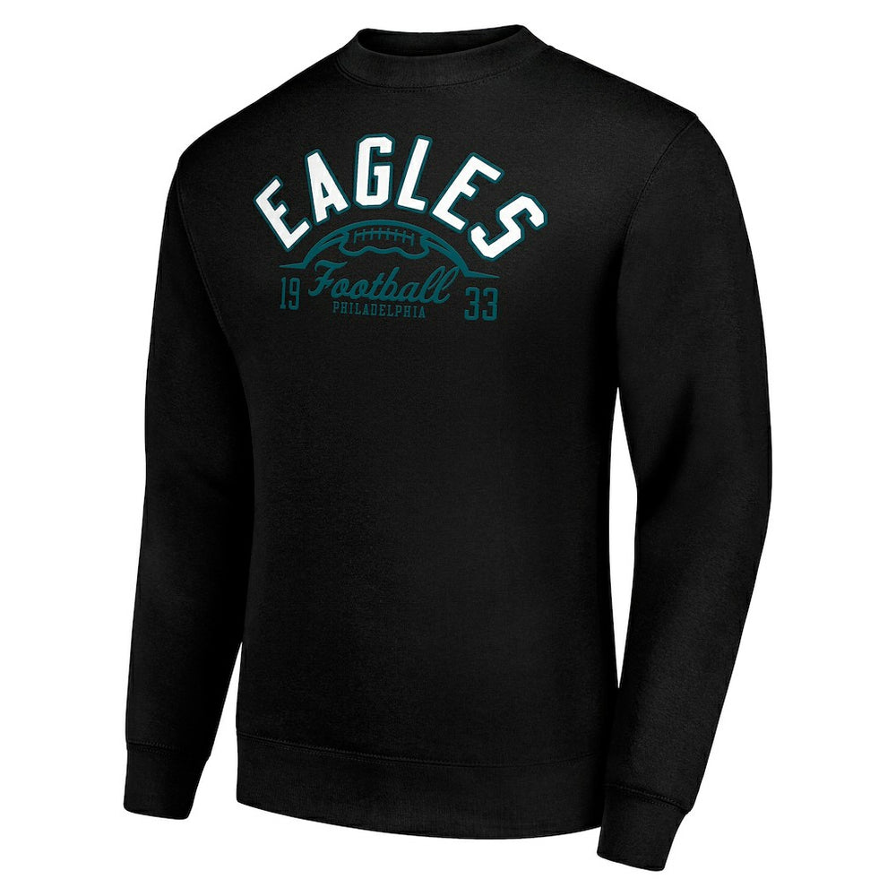 Philadelphia Eagles Starter Half Ball Team Graphic Tri-Blend Fleece Pullover Sweatshirt Black