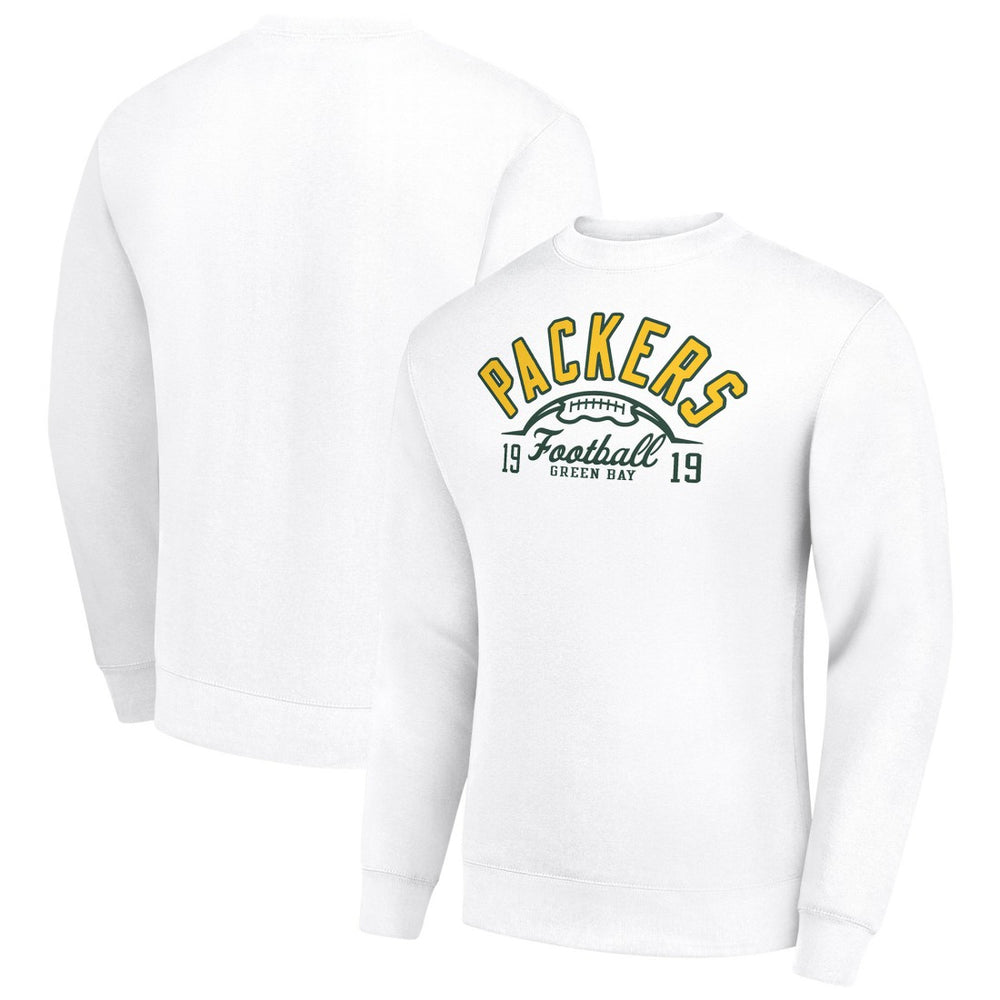 Green Bay Packers Starter Half Ball Team Graphic Tri-Blend Fleece Pullover Sweatshirt White
