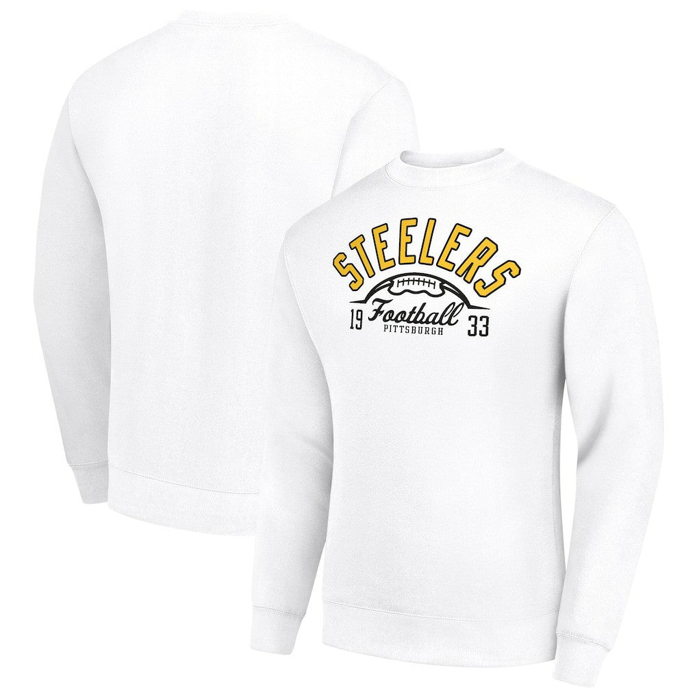 Pittsburgh Steelers Starter Half Ball Team Graphic Tri-Blend Fleece Pullover Sweatshirt White