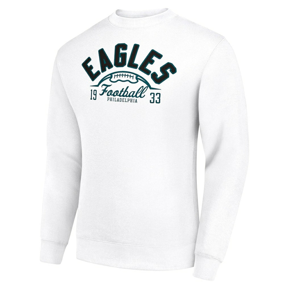 Philadelphia Eagles Starter Half Ball Team Graphic Tri-Blend Fleece Pullover Sweatshirt White