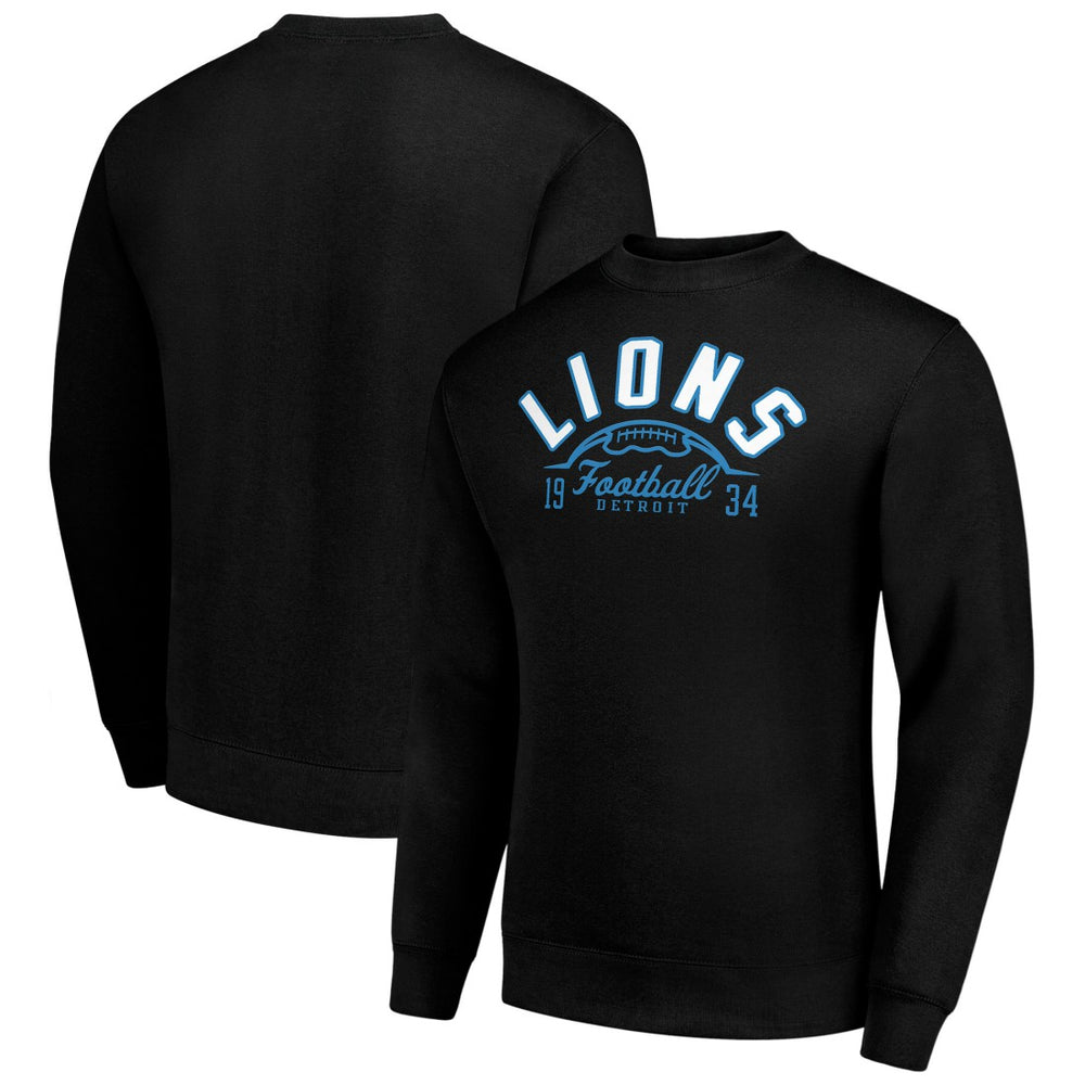 Detroit Lions Starter Half Ball Team Graphic Fleece Pullover Sweatshirt Black