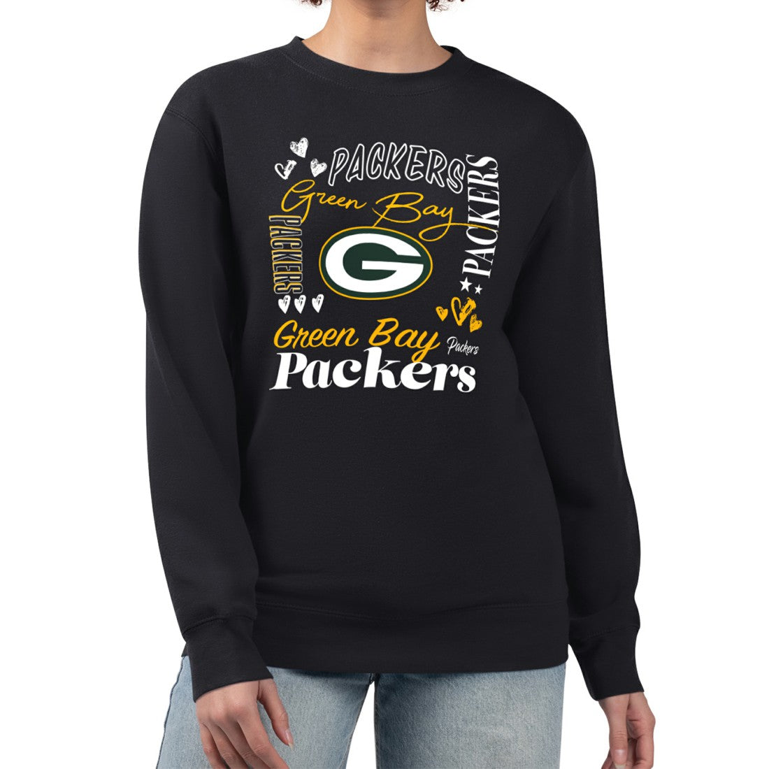 Green Bay Packers G-III 4Her by Carl Banks Women's Collage Graphic Fleece Pullover Sweatshirt Black