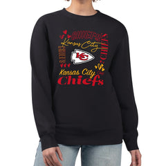 Kansas City Chiefs G-III 4Her by Carl Banks Women's Collage Graphic Fleece Pullover Sweatshirt Black