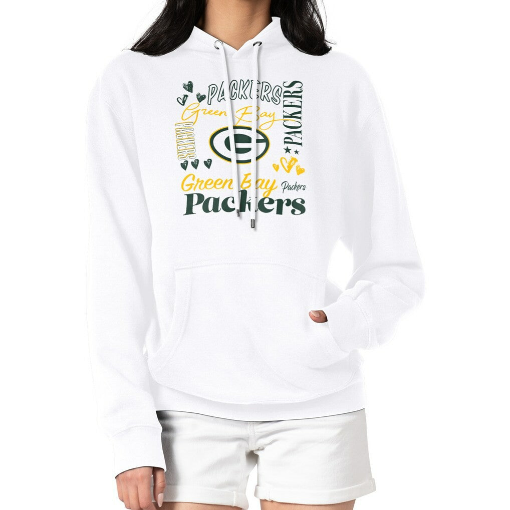 Green Bay Packers G-III 4Her by Carl Banks Women's Collage Graphic Fleece Pullover Hoodie White